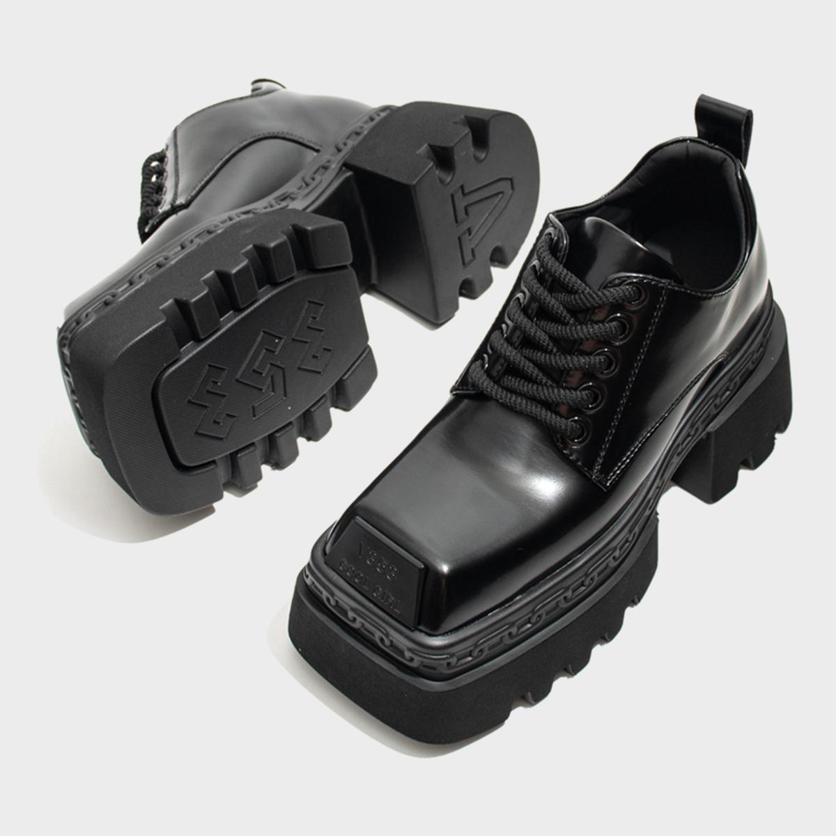 Chunky Square-Toe Platform Shoes