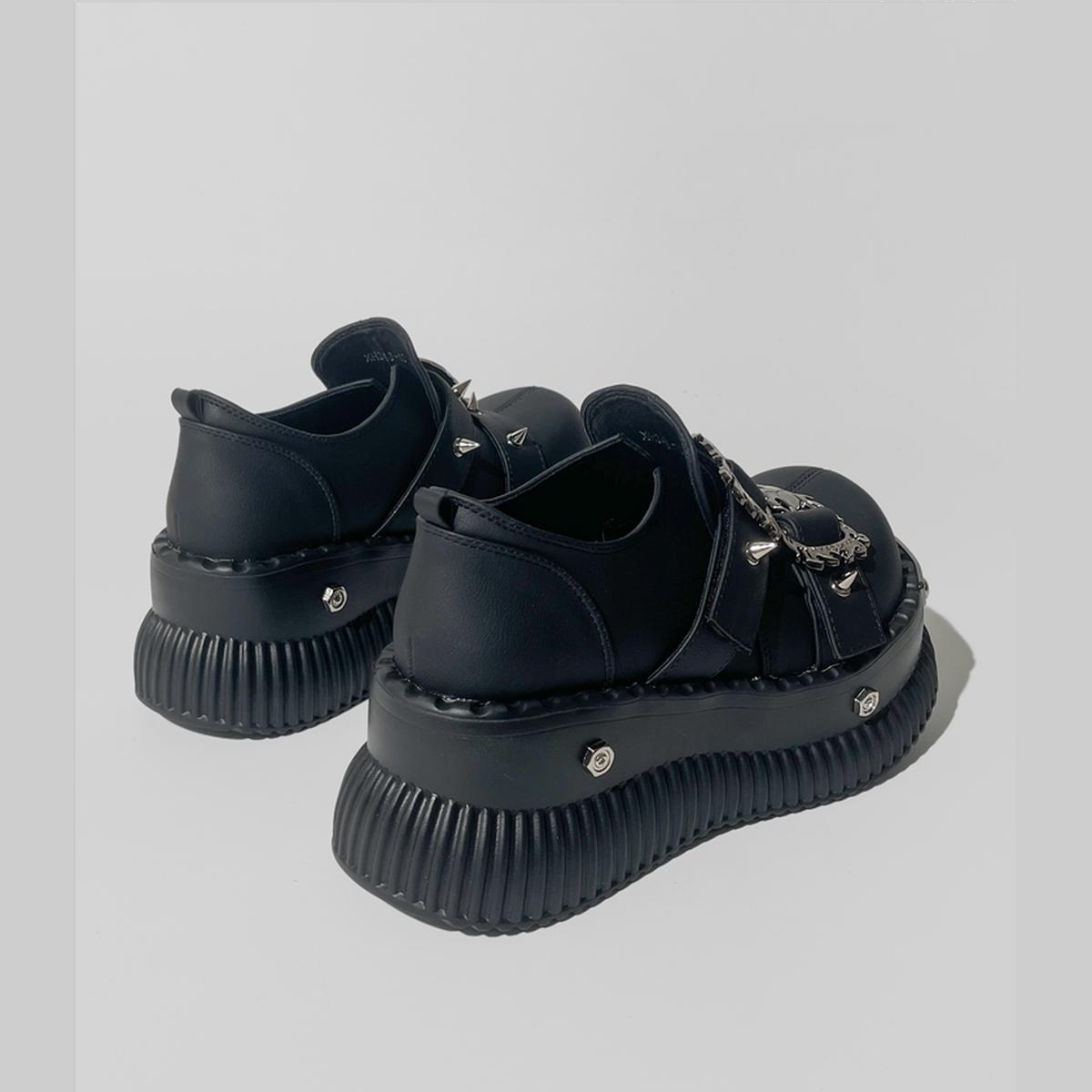 Metal Buckle Spiked Platform Shoes