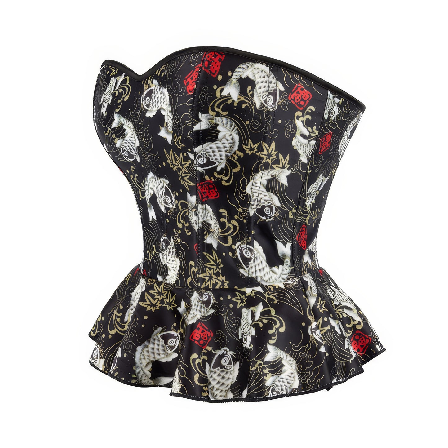 Koi Print Peplum Sweetheart Corset Top