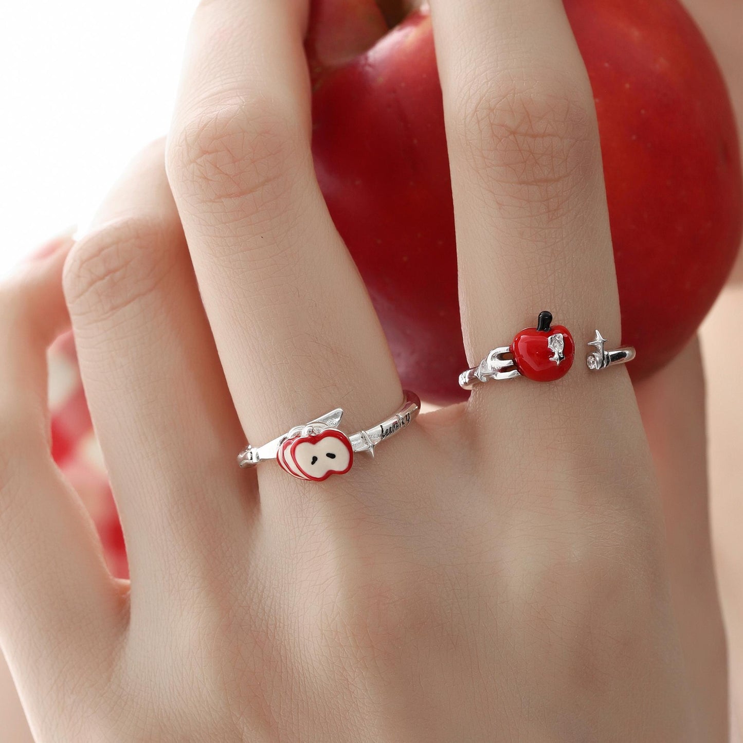 Red Apple Bite Adjustable Ring