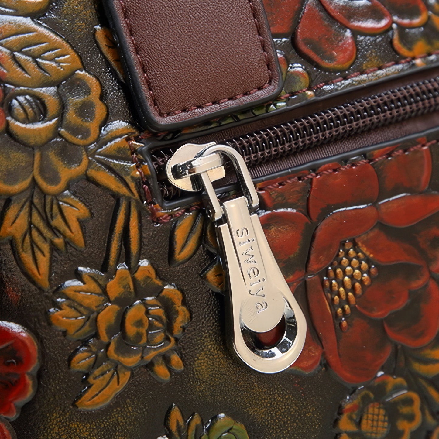 Embossed Rose Pattern Curved Handle Bag