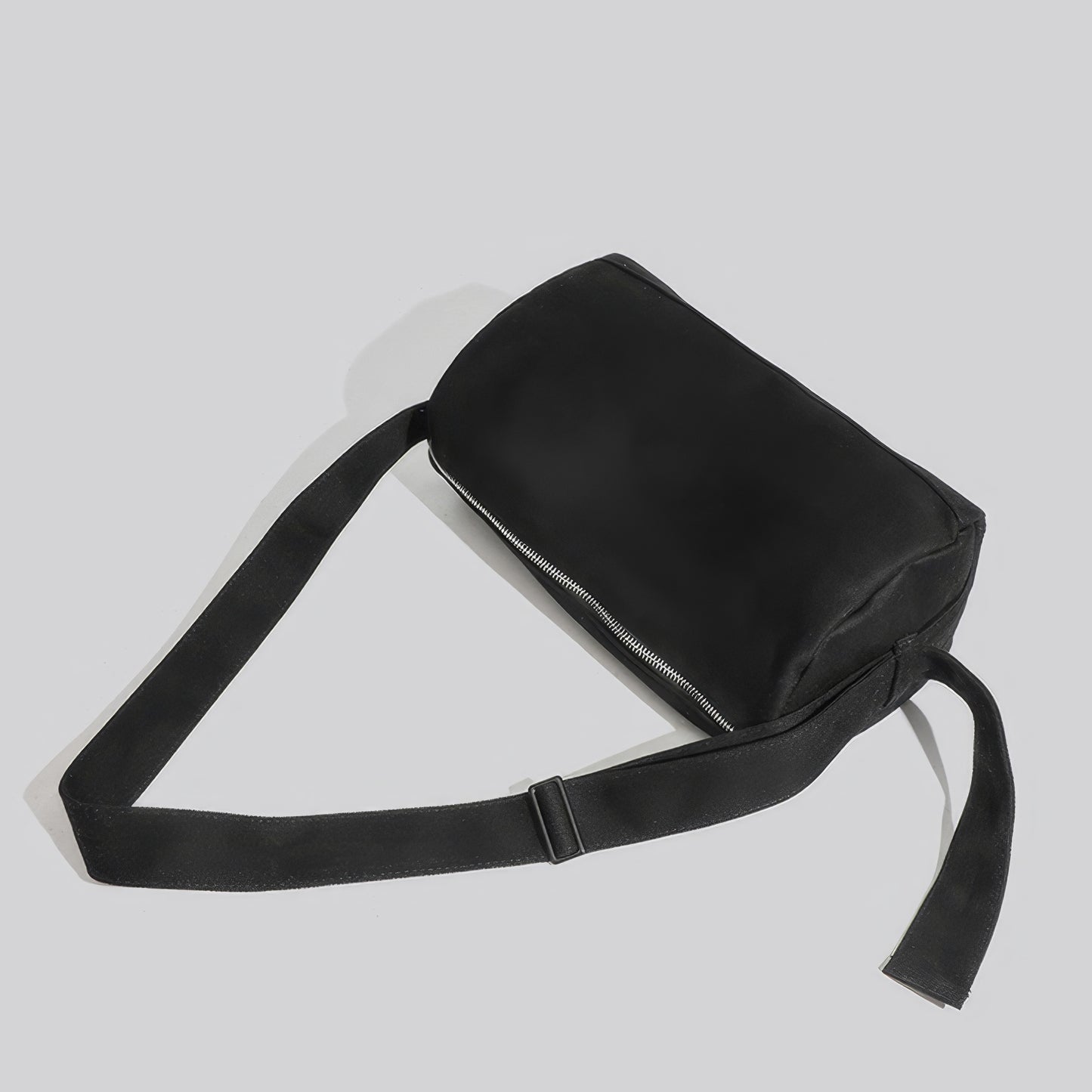 Asymmetrical Zip Canvas Shoulder Bag