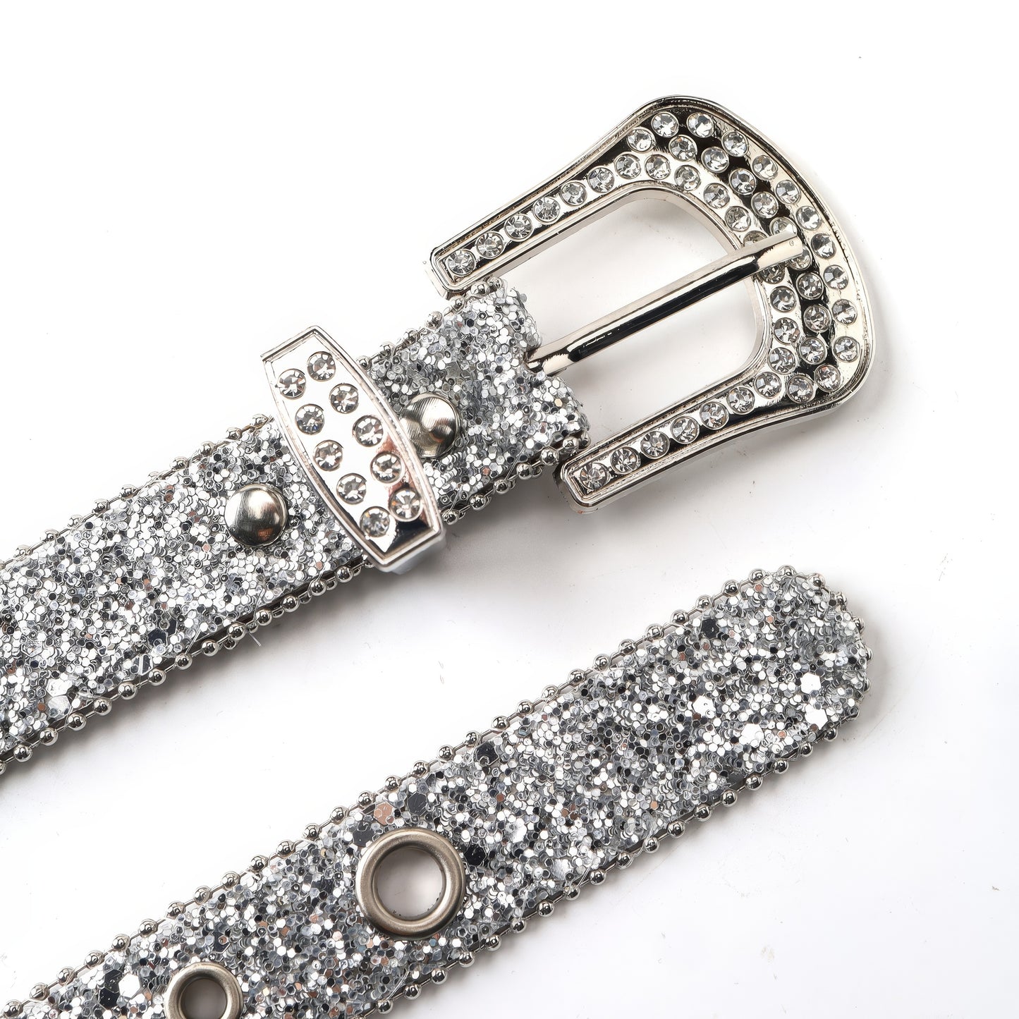 Rhinestone Grommet Belted Black Shorts