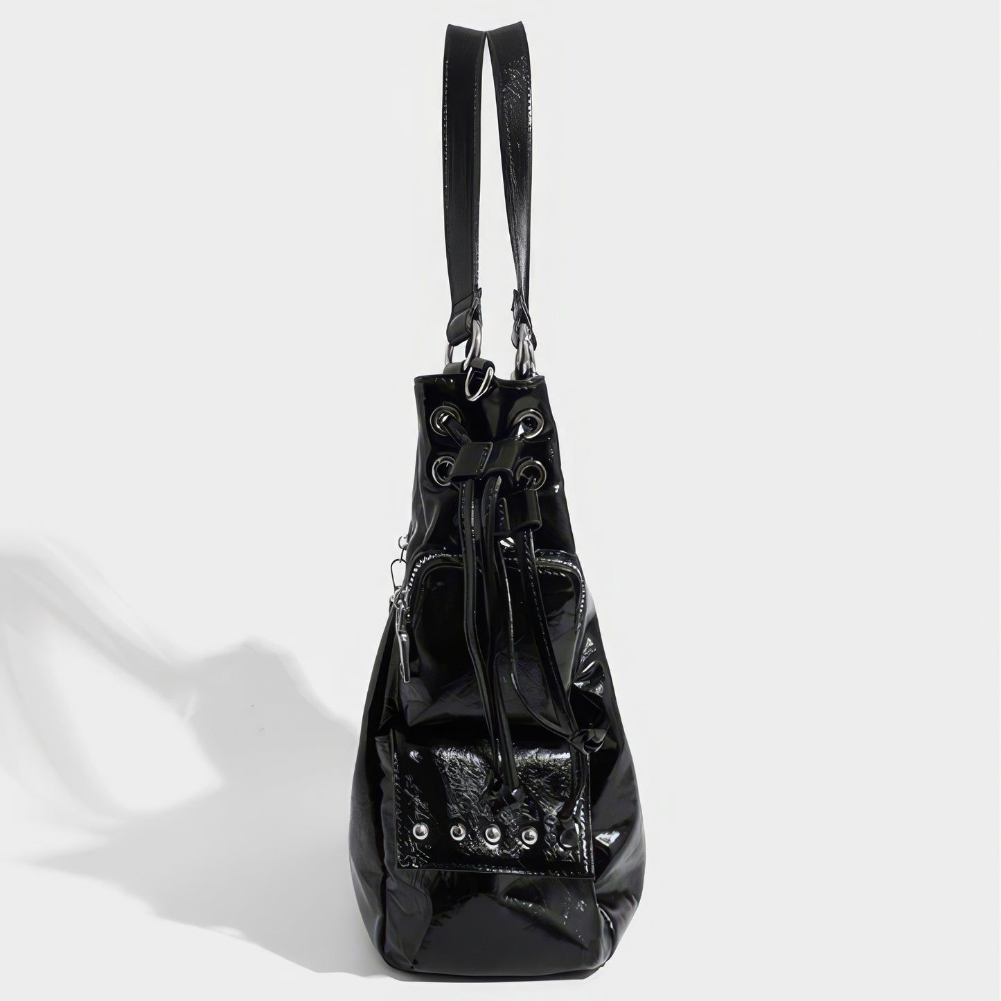 Glossy Eyelet Lace-Up Convertible Bag