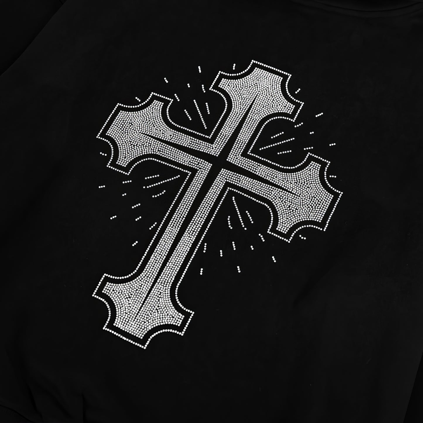 Cross Graphic Oversized Black Hoodie