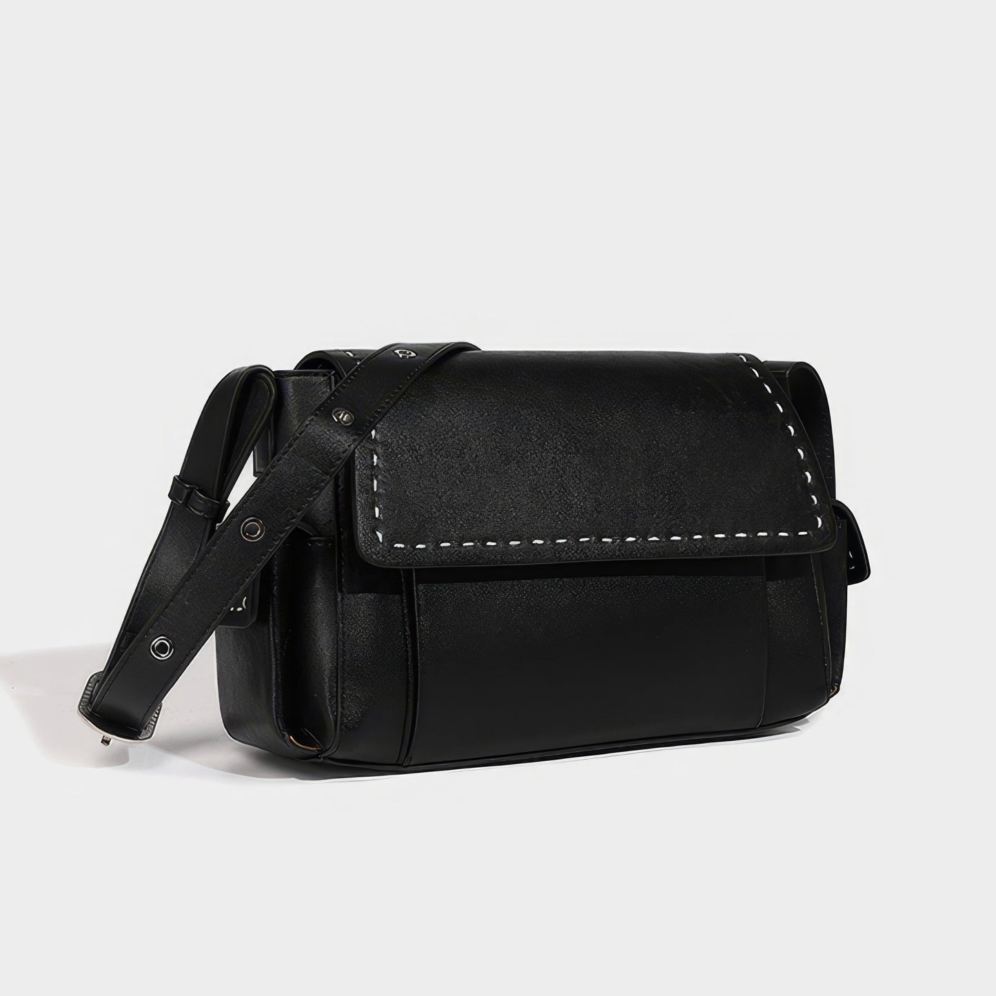 Stitch Detail Flap Faux Leather Crossbody