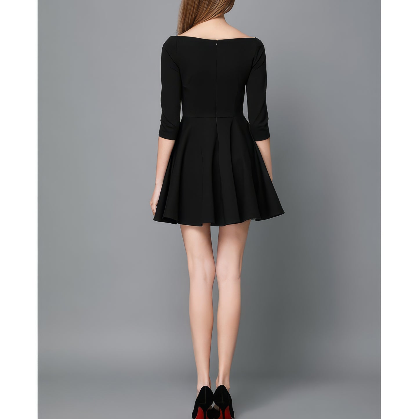 Off-Shoulder Fit and Flare Black Mini Dress