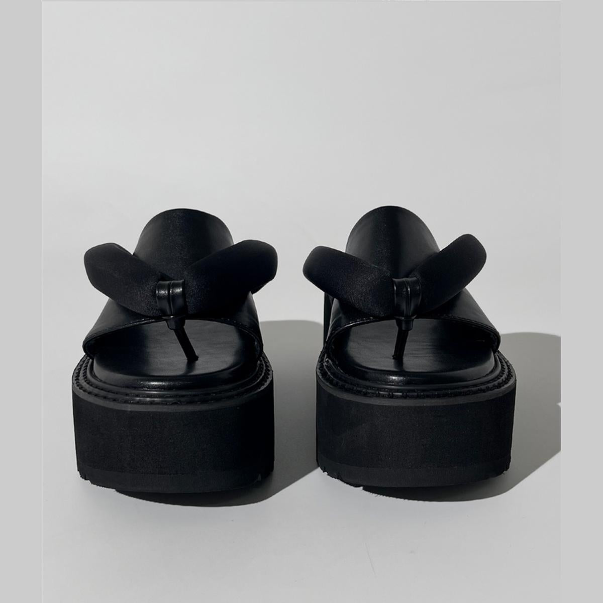 Black Padded Platform Flip-Flops