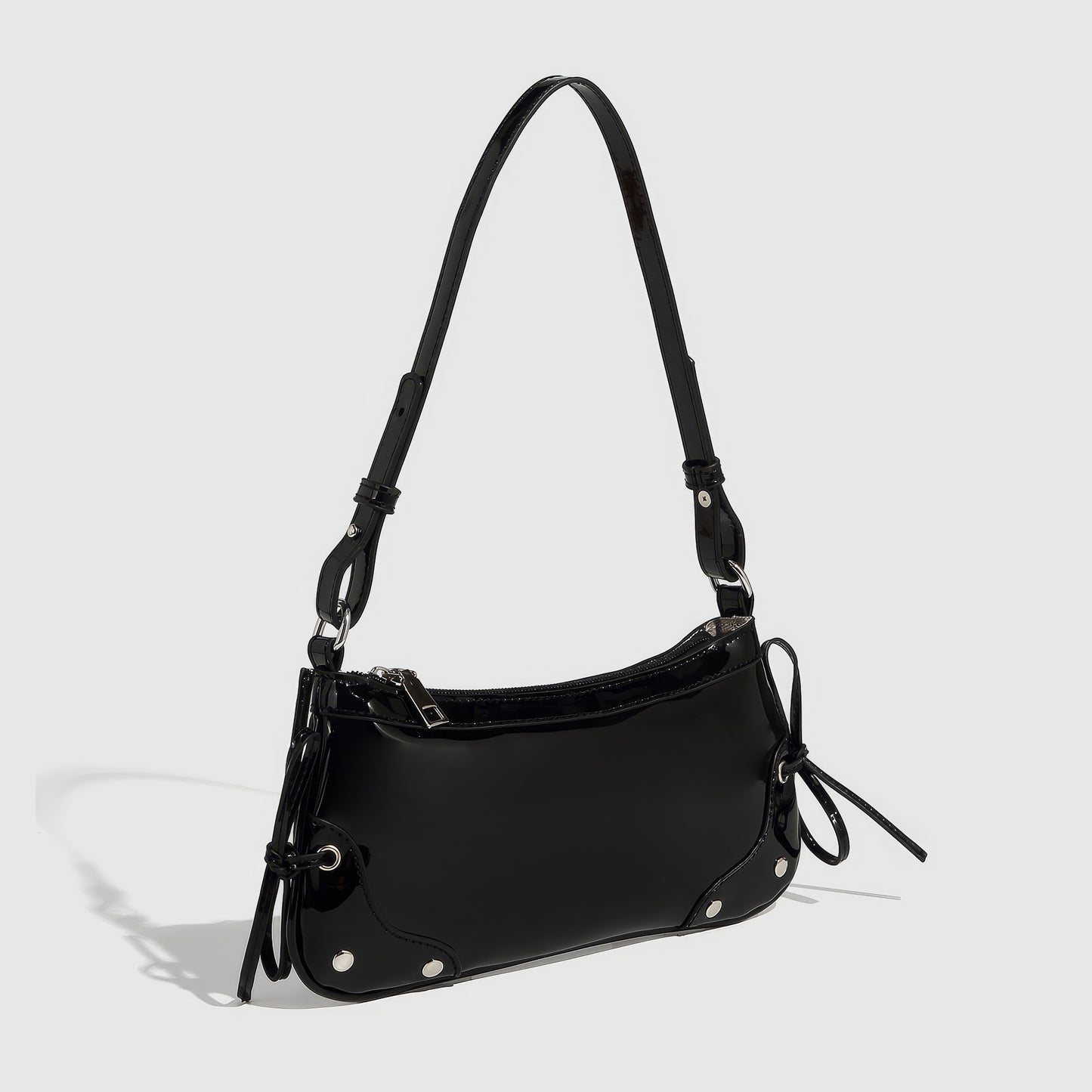 Lace Tie Patent Mini Shoulder Bag