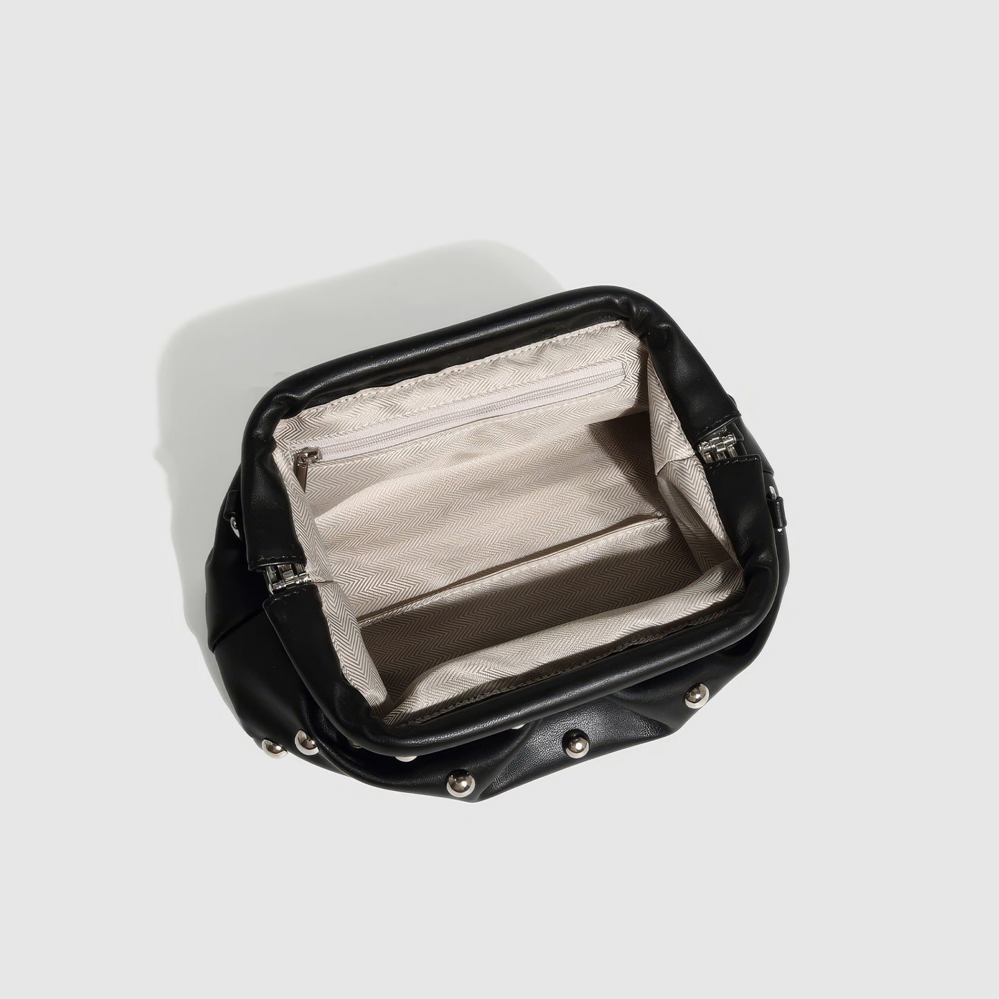 Ruched Dome Stud Chain Clutch