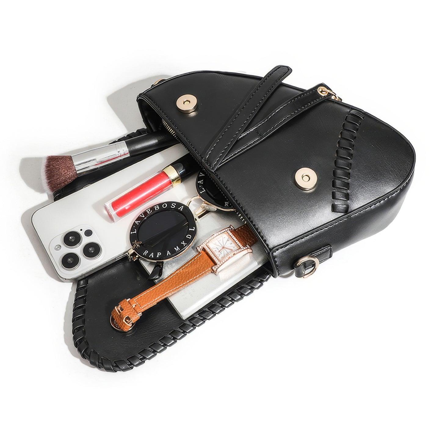 Asymmetrical Saddle Stitch Shoulder Bag
