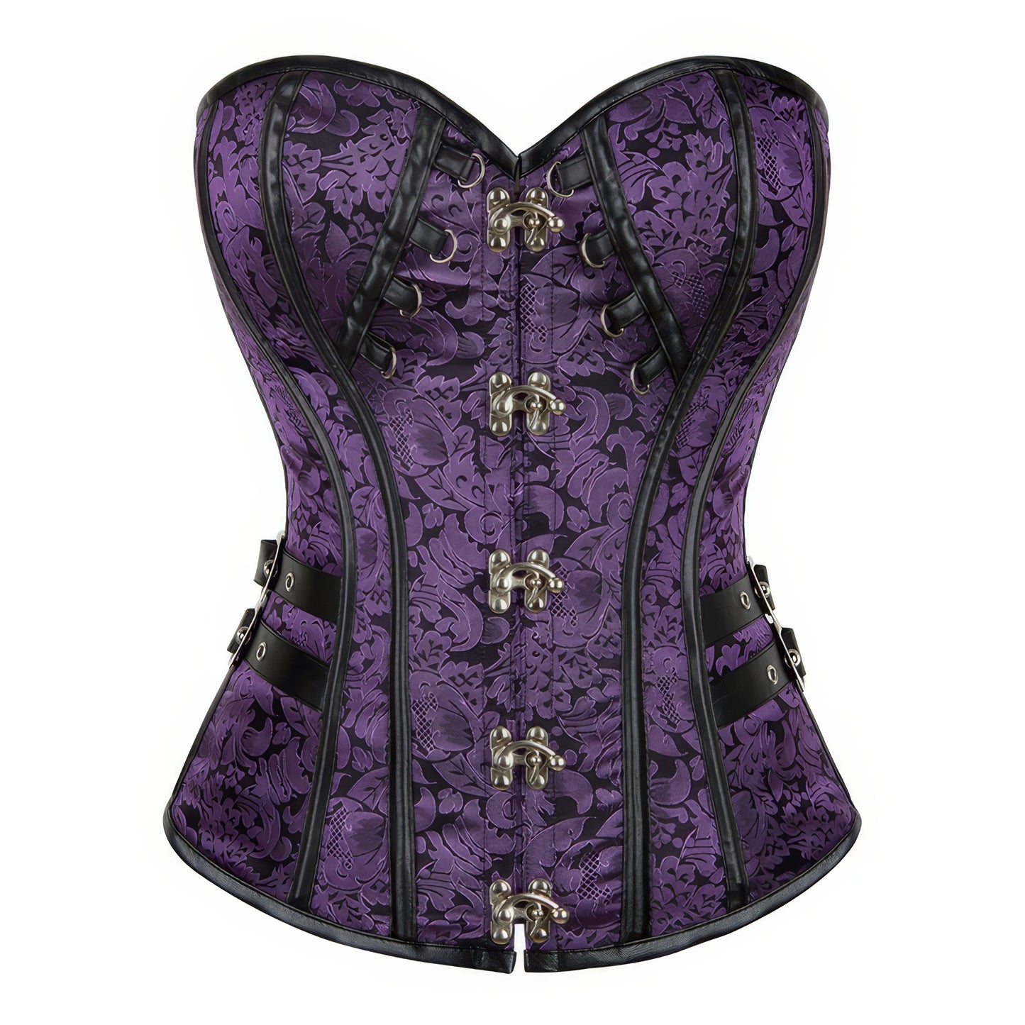 Purple Brocade Buckle Corset Top