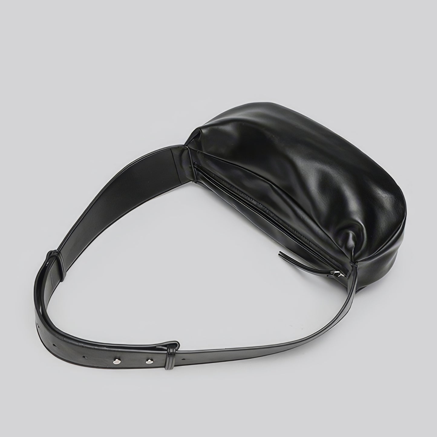 Smooth Faux Leather Crescent Shoulder Bag