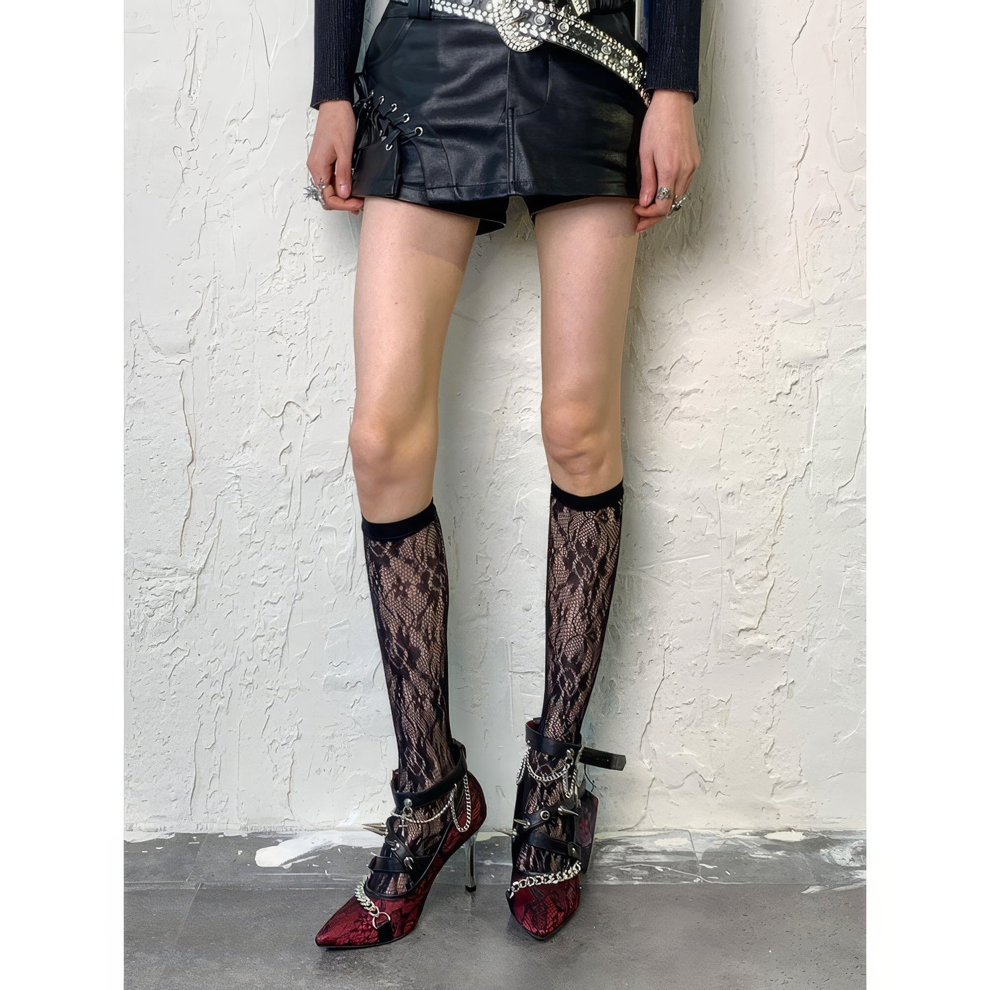 Floral Lace Mesh Knee Socks