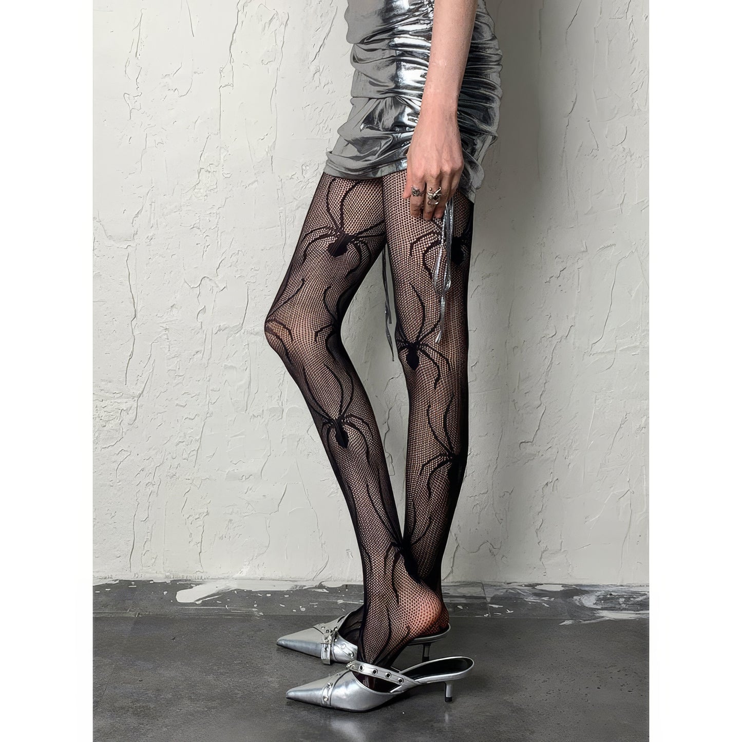 Spider Web Pattern Mesh Tights