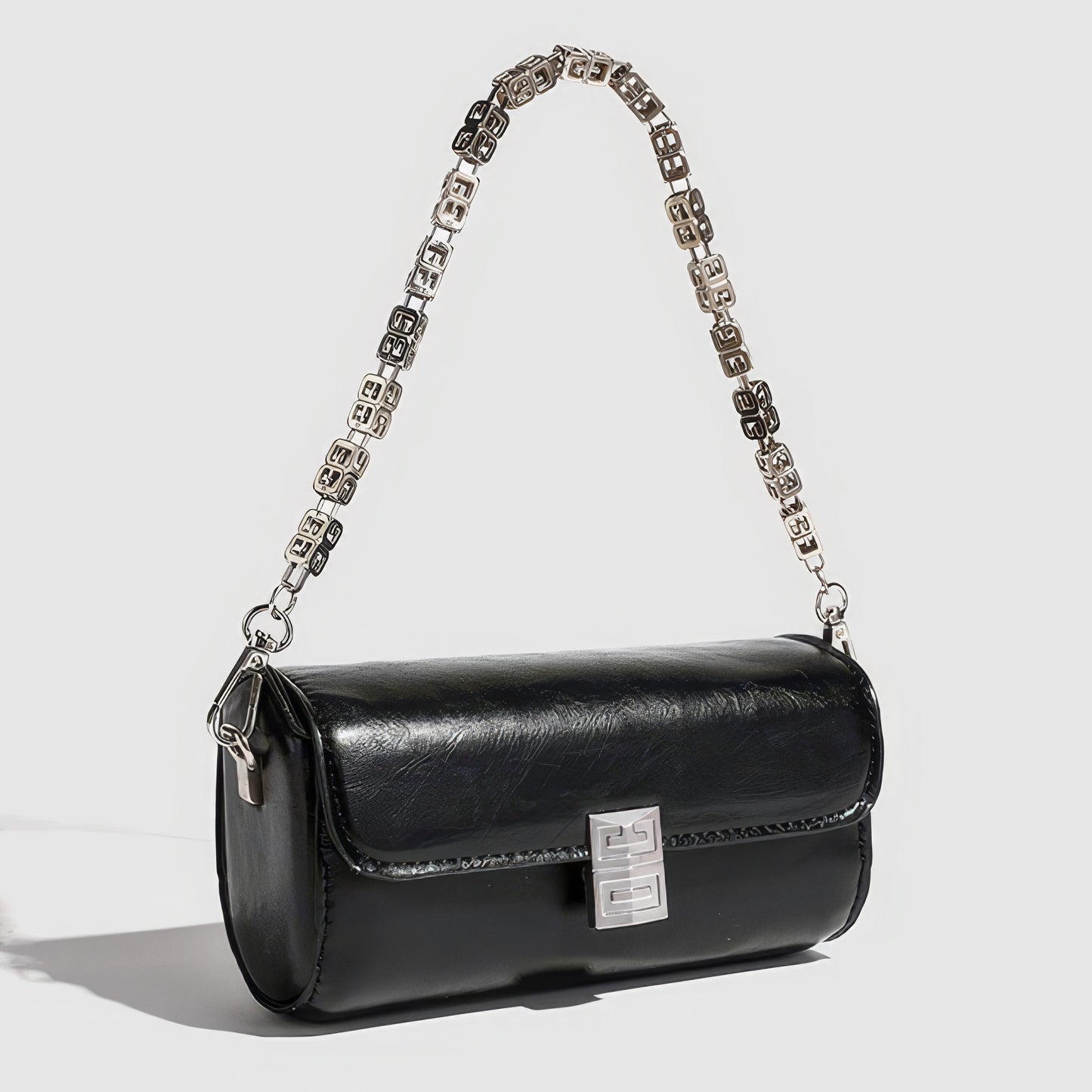 Glossy Cylinder Chain Mini Bag