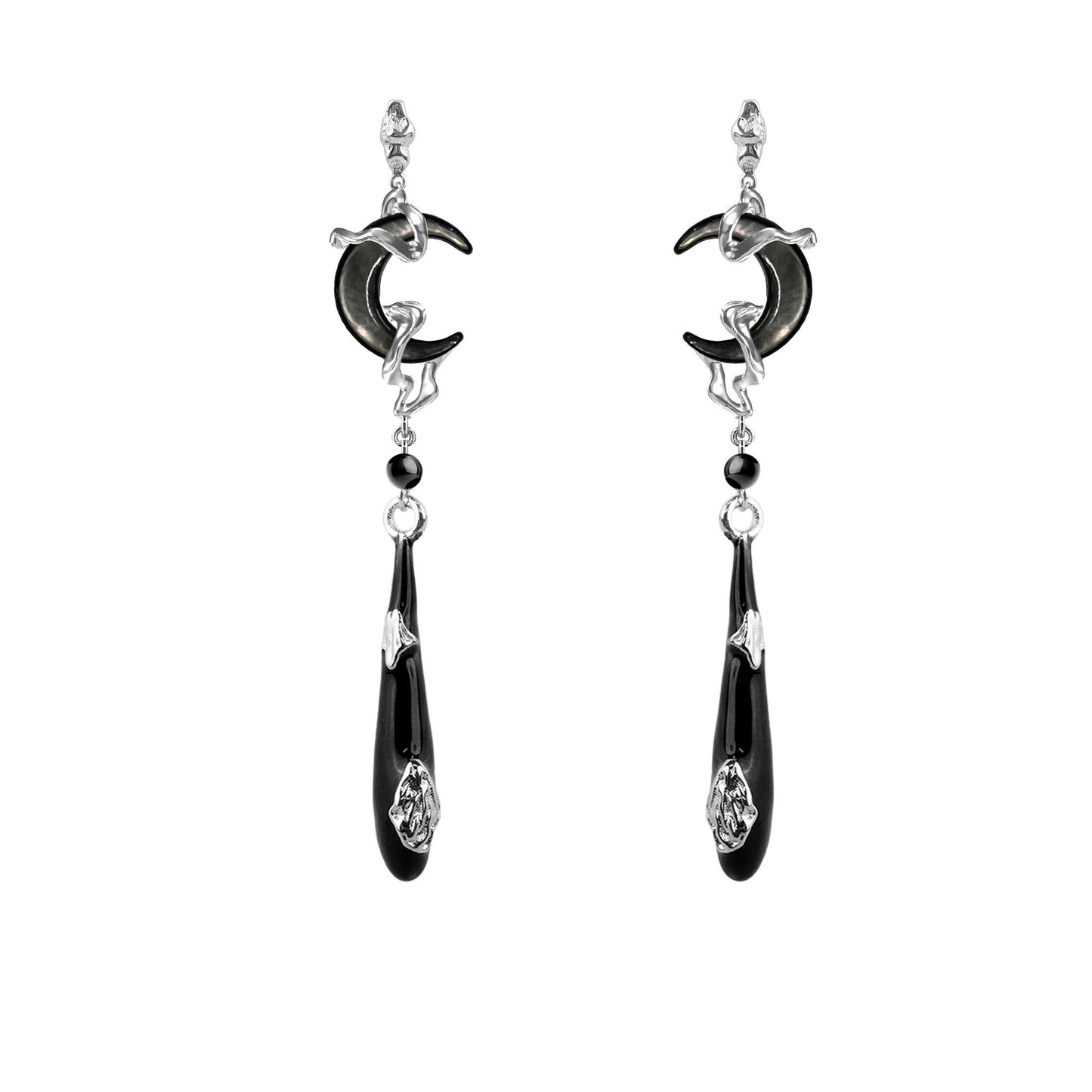 Moon Drop Asymmetrical Dangle Earrings