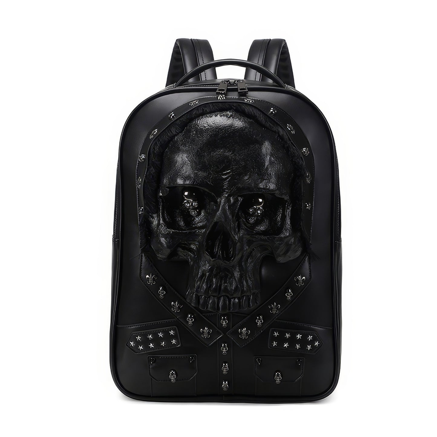 Grunge Painted Skull Faux Leather Backpack