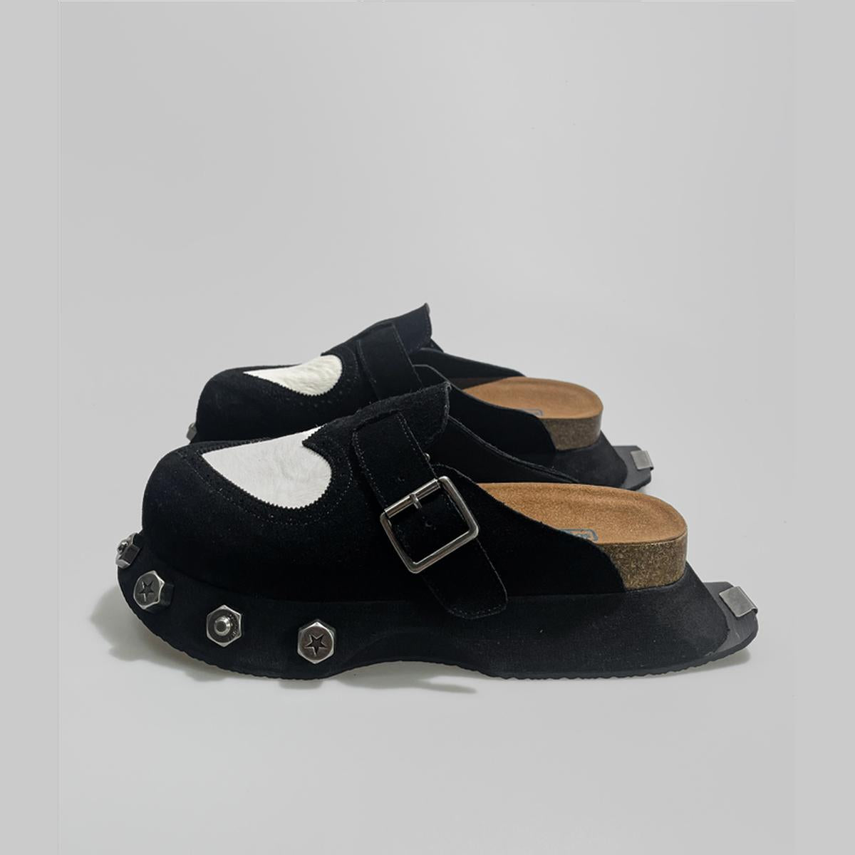 Black Heart Studded Clogs