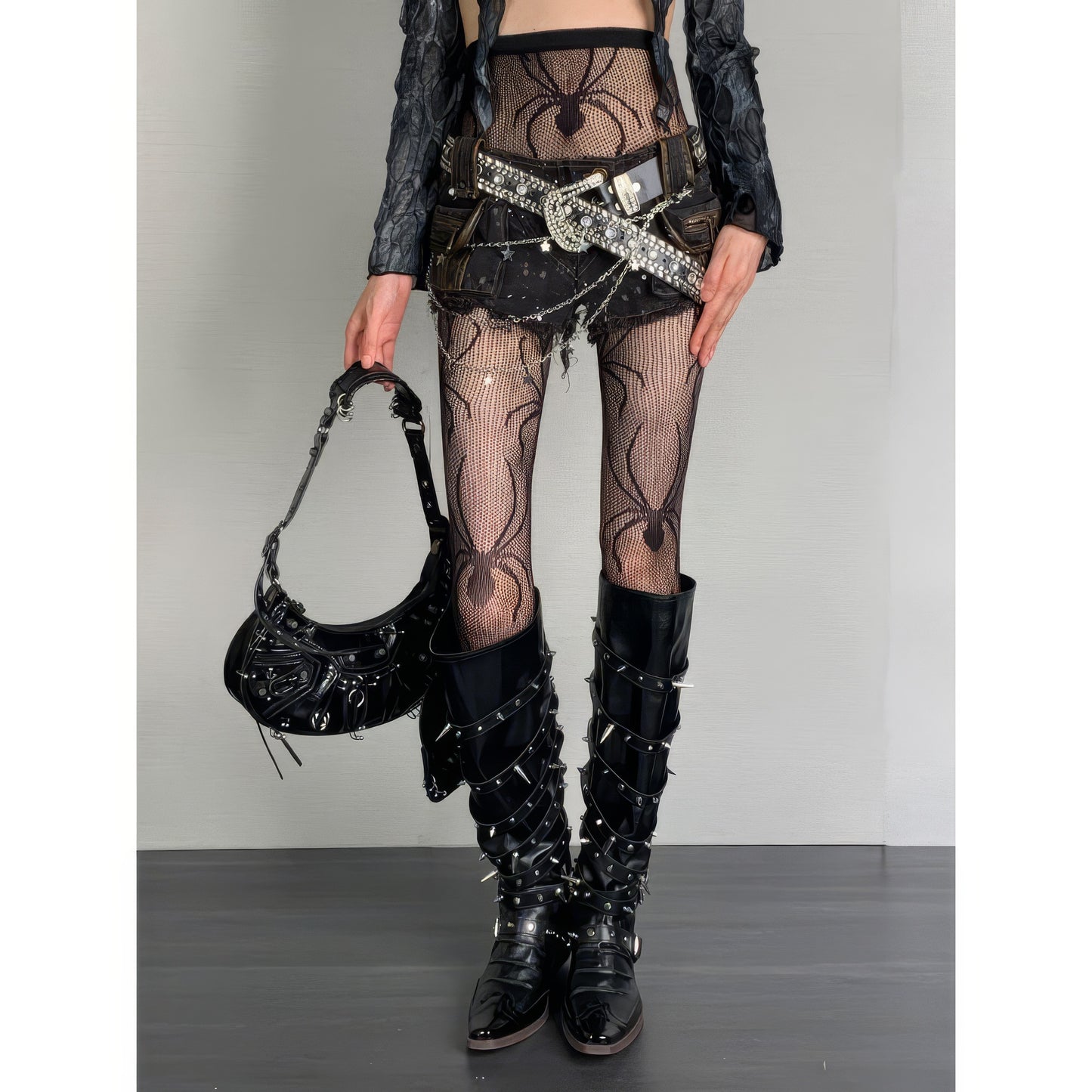 Spider Web Sheer Tights with High Waist