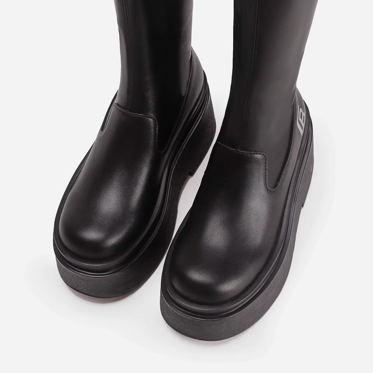 Black Sleek Platform Knee-High Boots