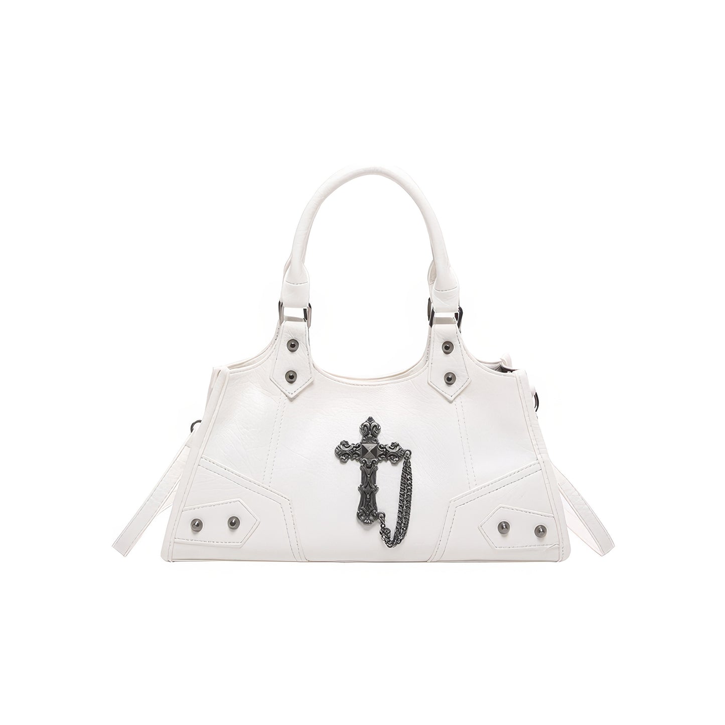 Black Cross Chain Faux Leather Handbag