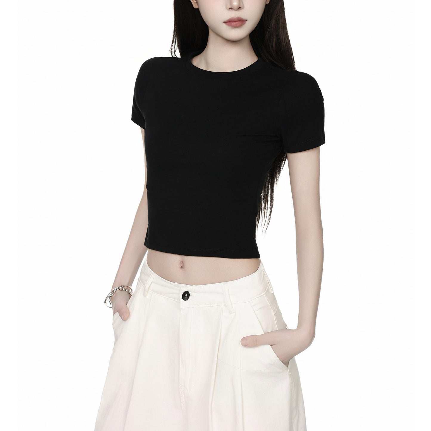 Basic Slim Fit Crop T-Shirt