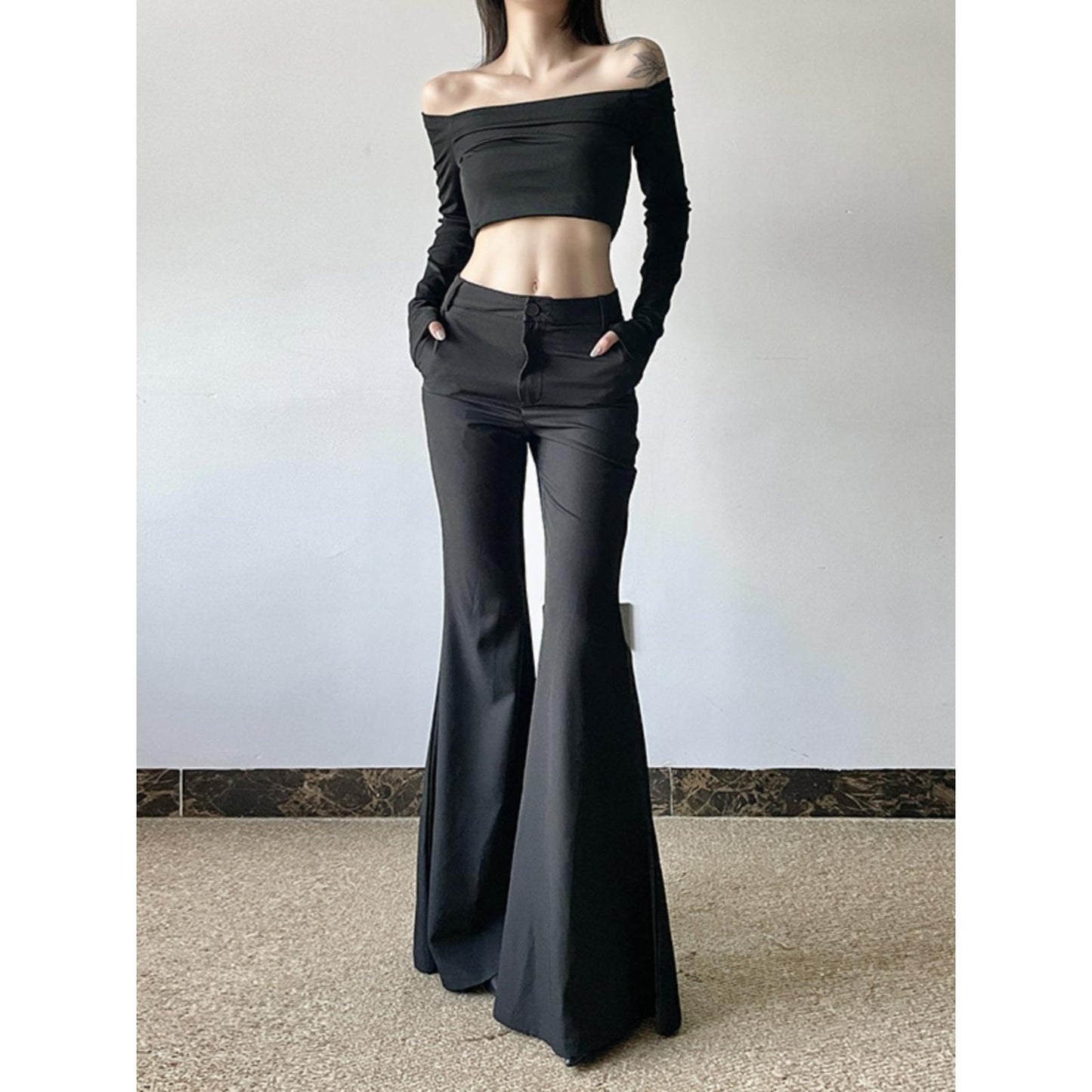 Wide-Leg Flared Pants