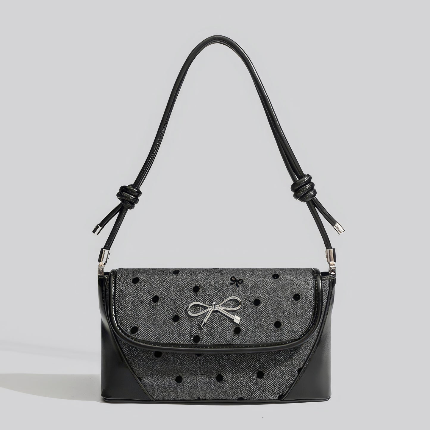 Polka Dot Bow Flap Shoulder Bag