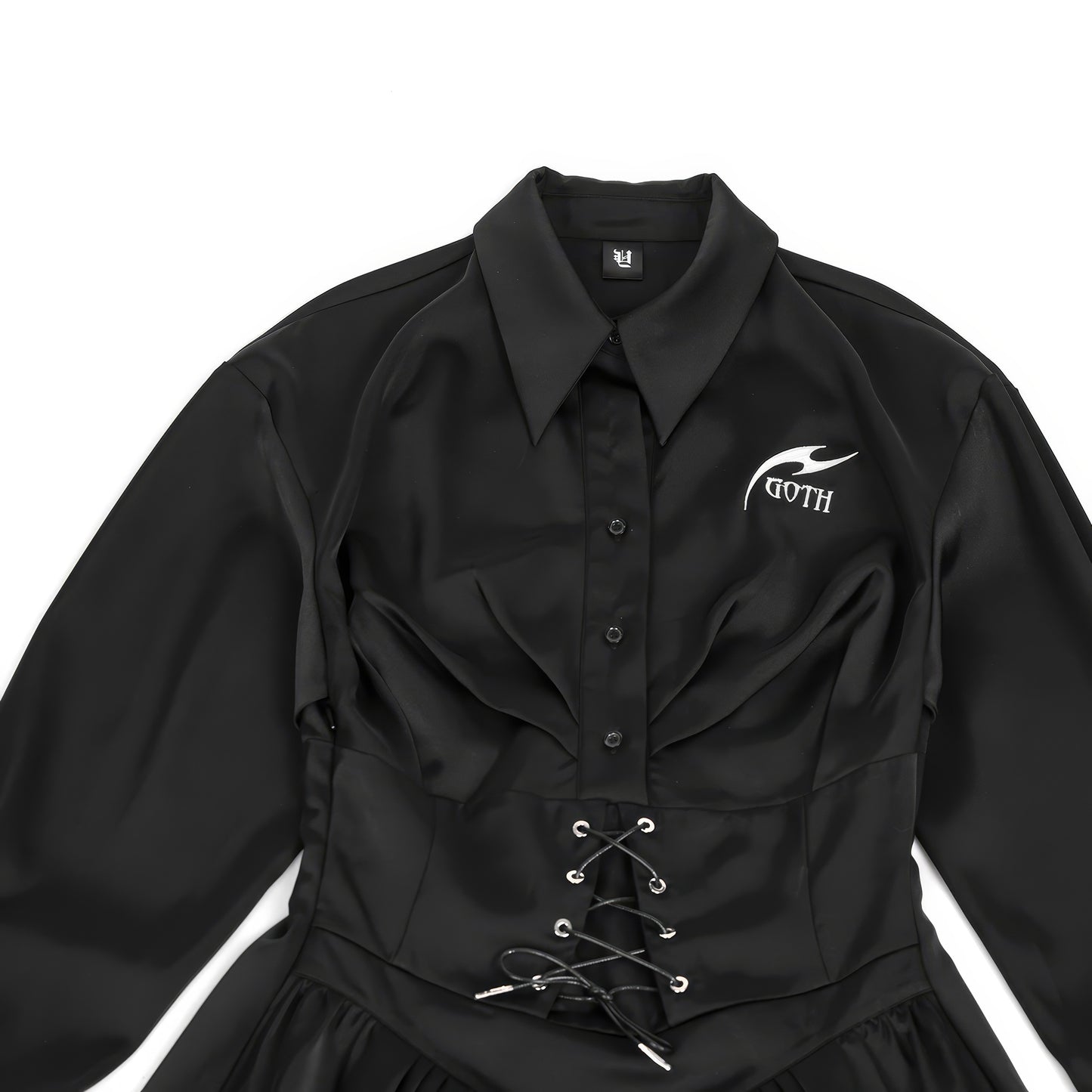 Satin Corset Pleated Shirt Dress