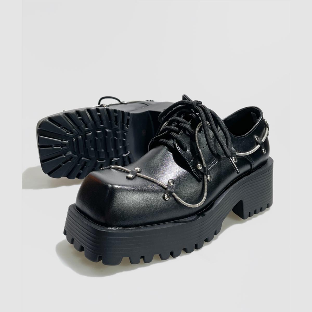 Black Industrial Metal Platform Shoes