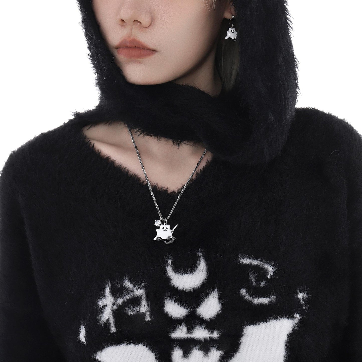 Ghost Cat Weapon Pendant Necklace