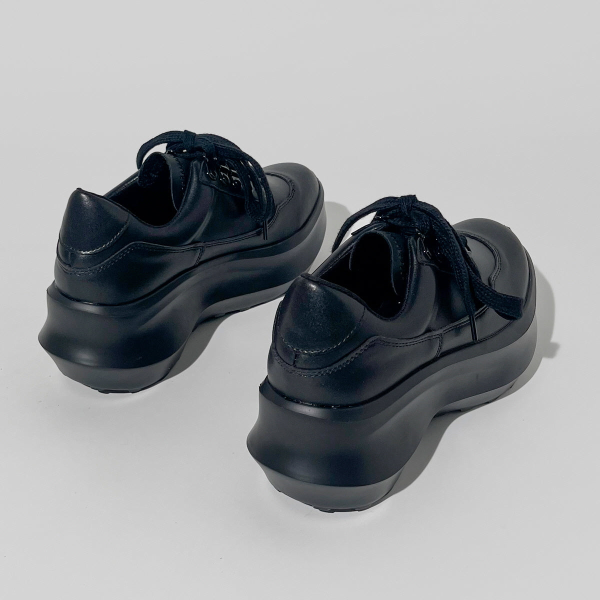 Black Leather Platform Sneakers