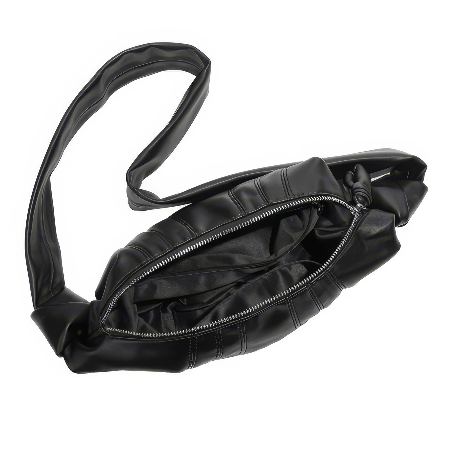 Knotted Crescent Black Shoulder Bag
