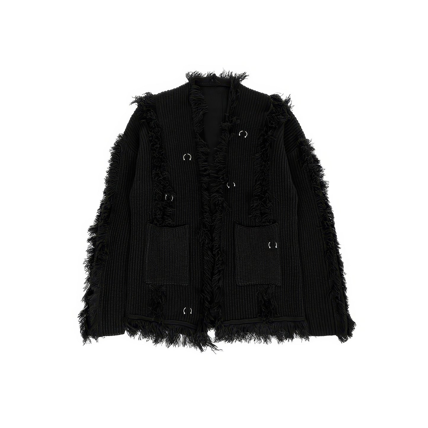 Frayed Edge Eyelet Knit Cardigan