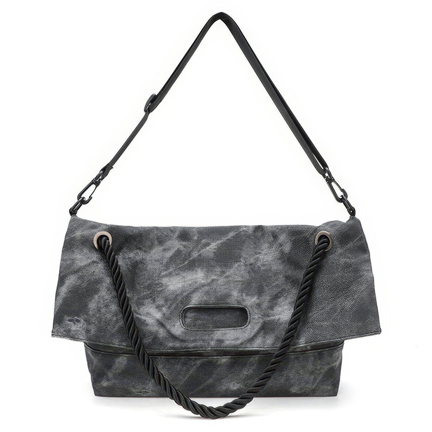 Washed Canvas Twisted Strap Flap Bag