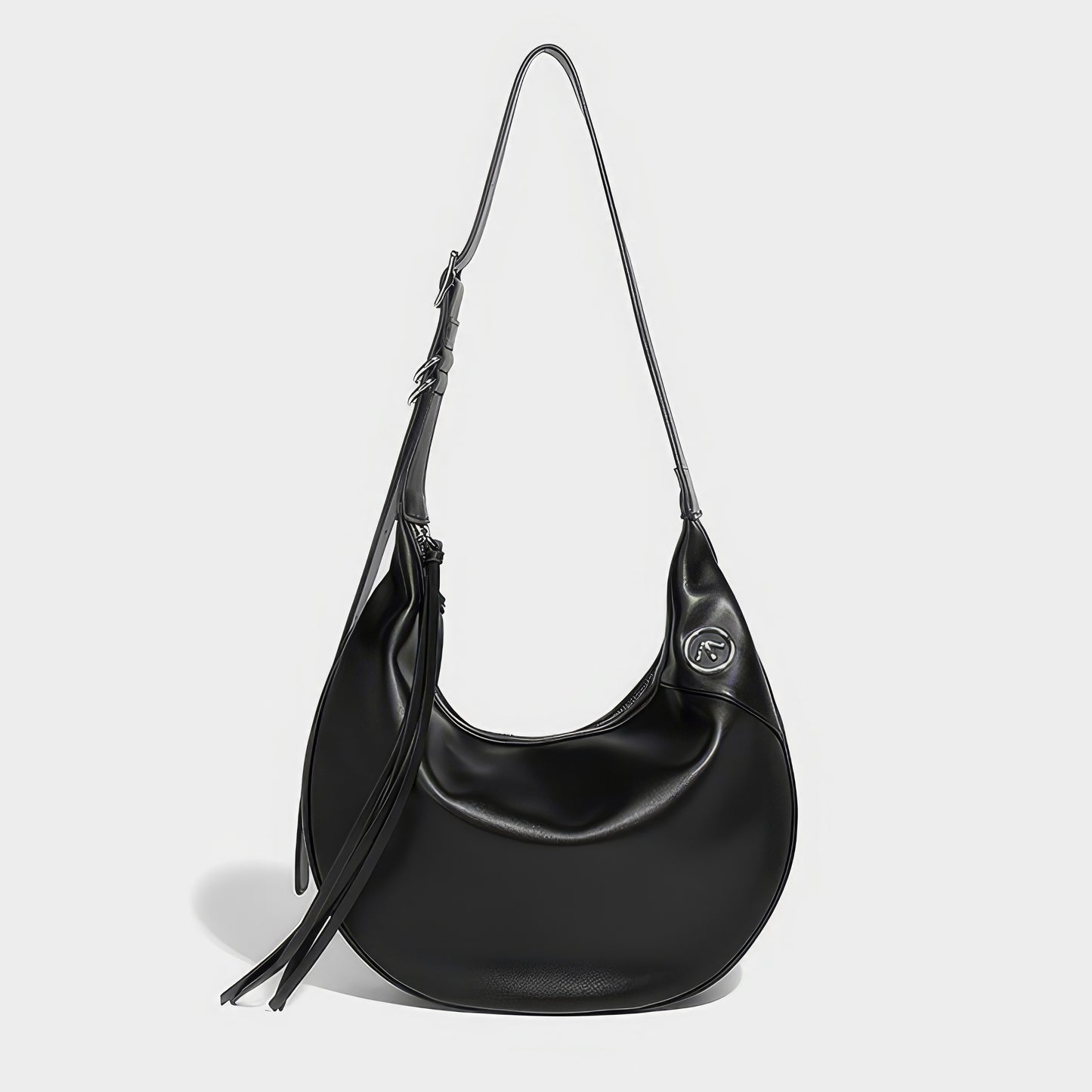 Curved Faux Leather Crescent Shoulder Bag