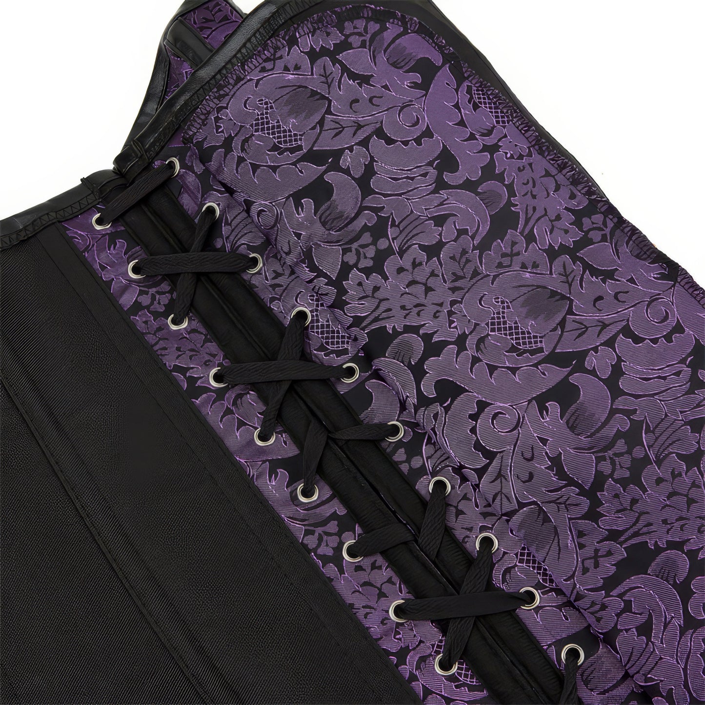 Purple Brocade Buckle Corset Top