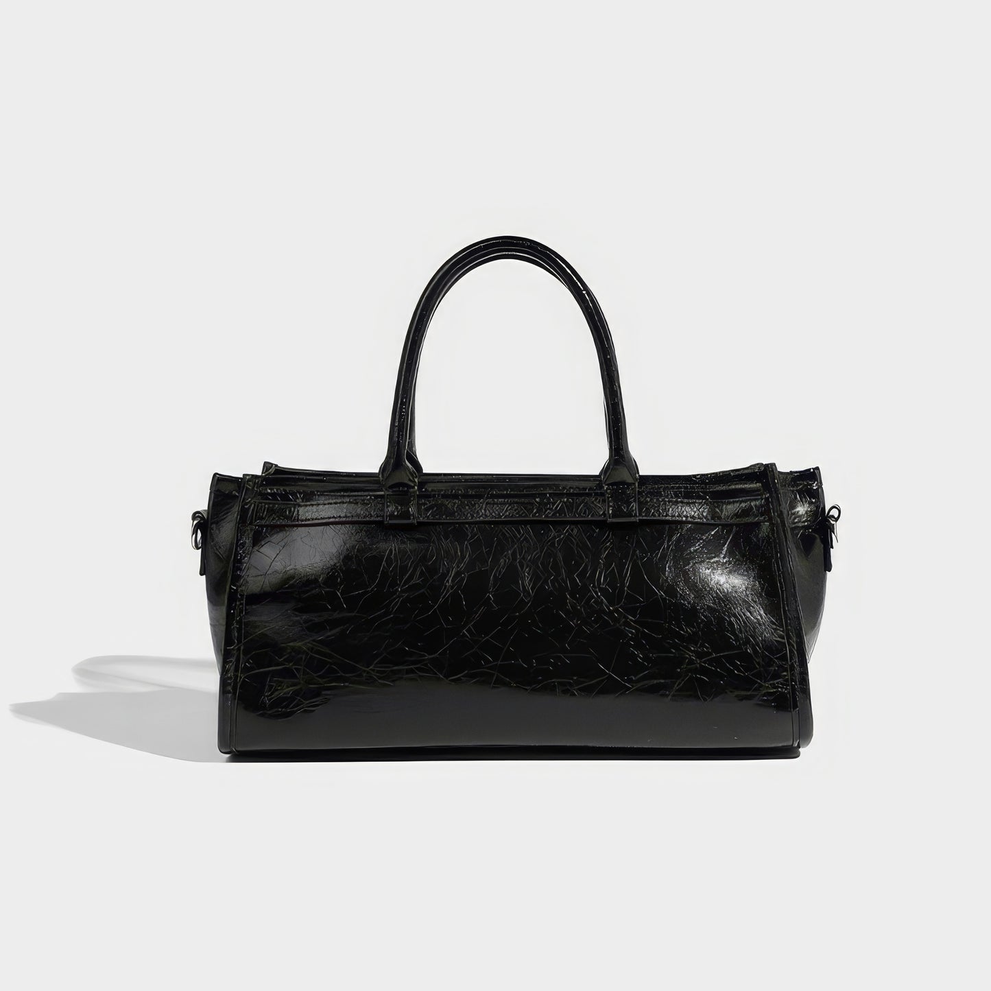 Glossy Barrel Buckle Handbag