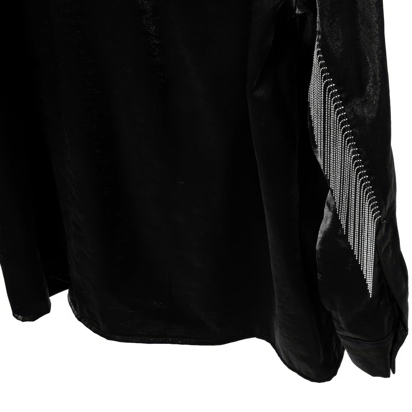Shiny Fringe Detail Satin Shirt