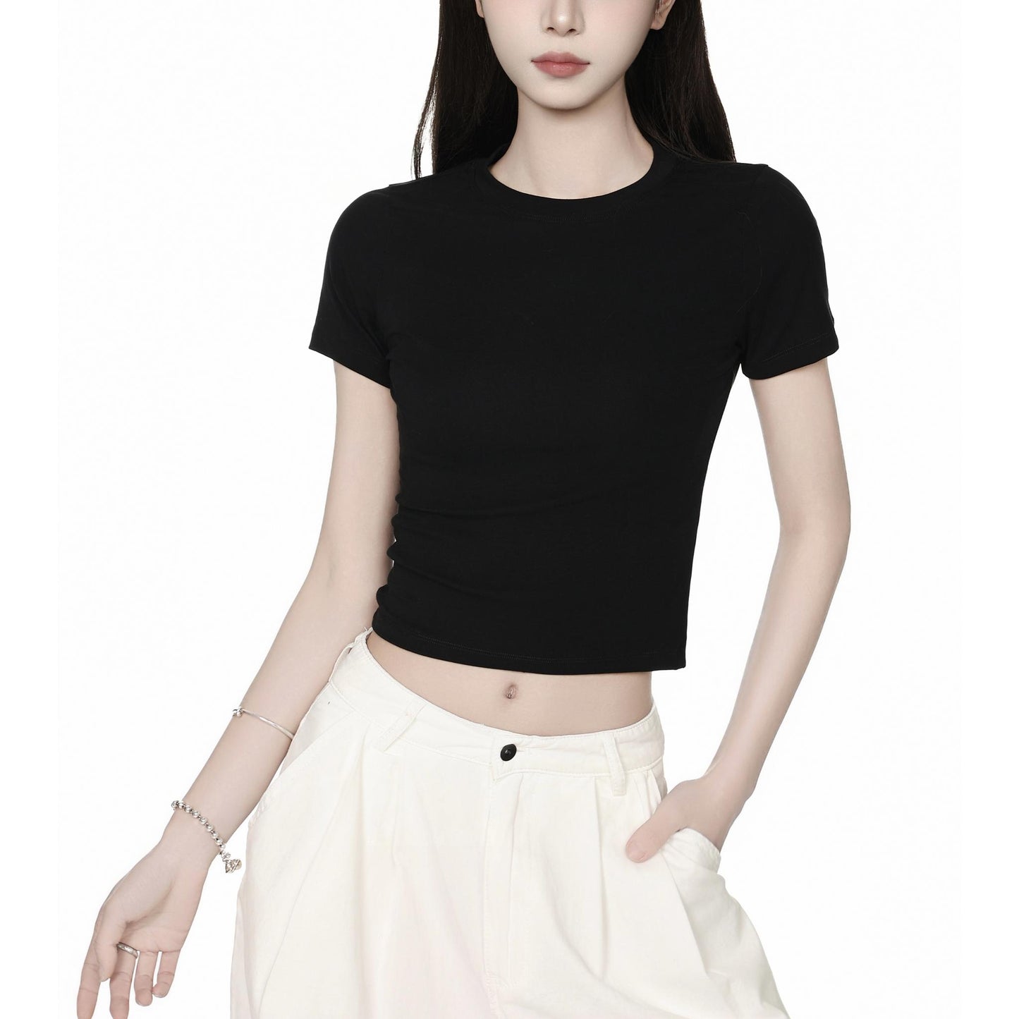 Basic Slim Fit Crop T-Shirt