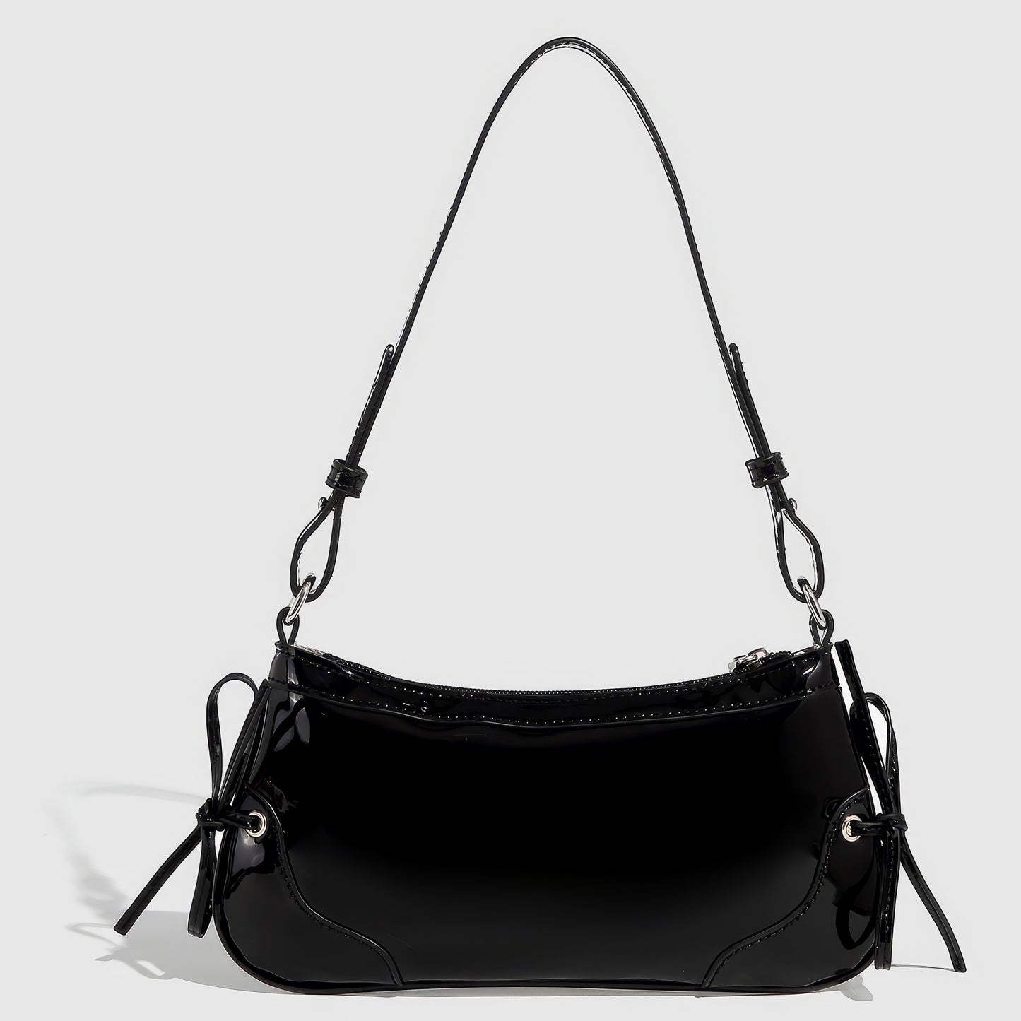 Lace Tie Patent Mini Shoulder Bag