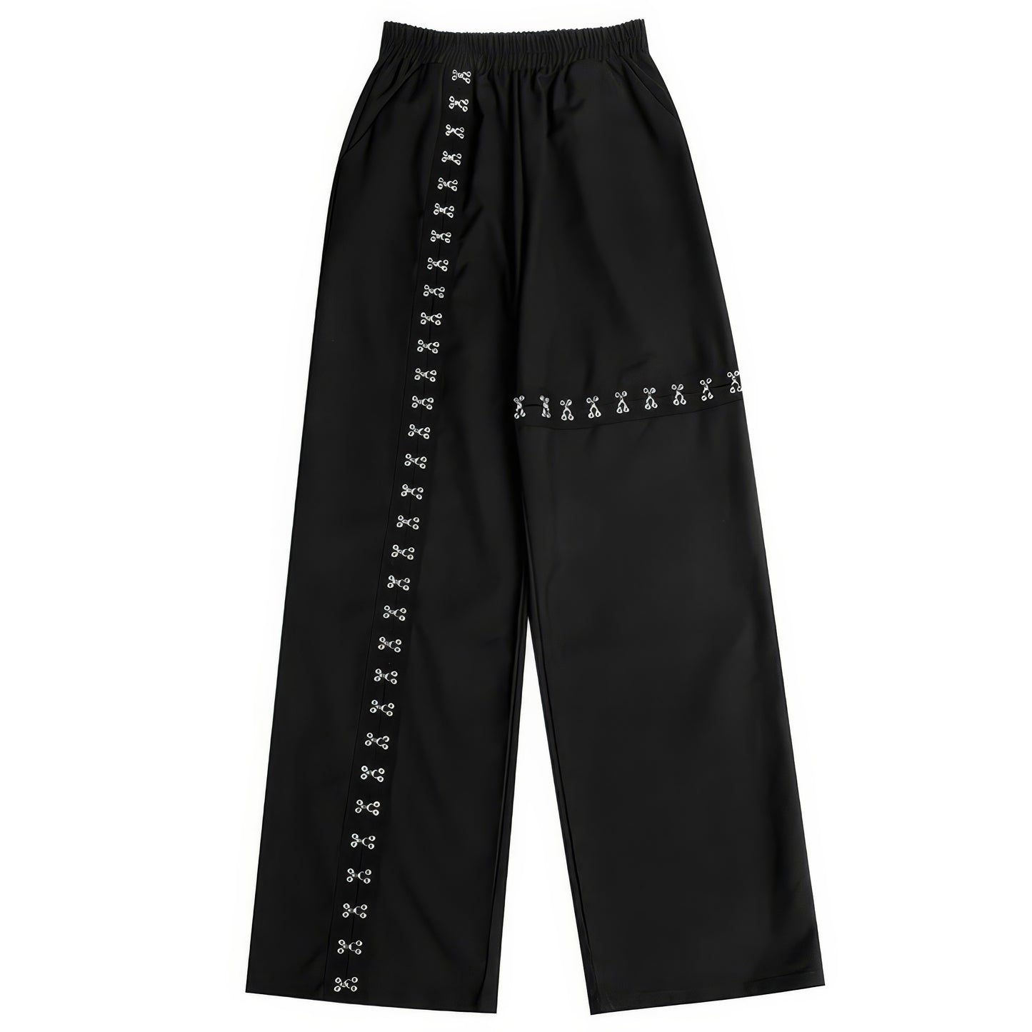 Hook Detail Cutout Wide Leg Pants