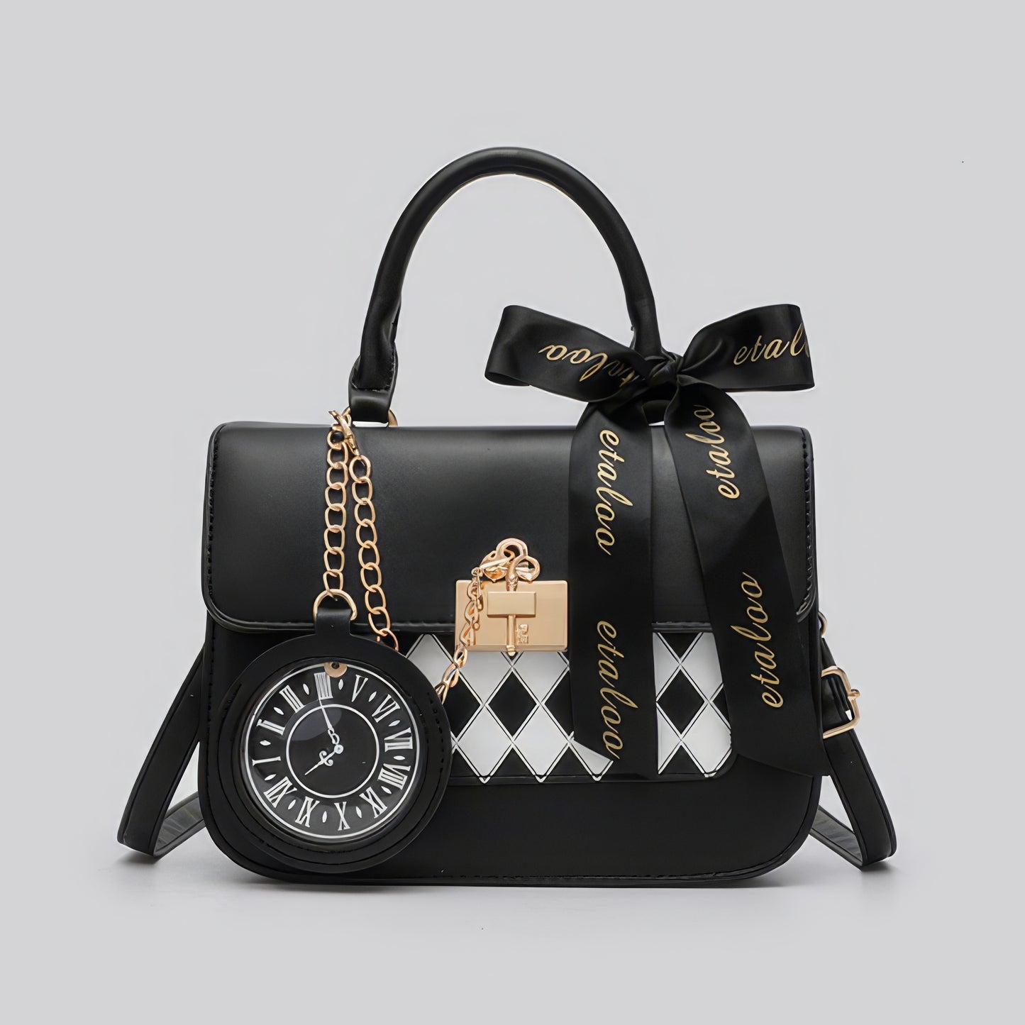 Clear Panel Ribbon Accent Mini Bag