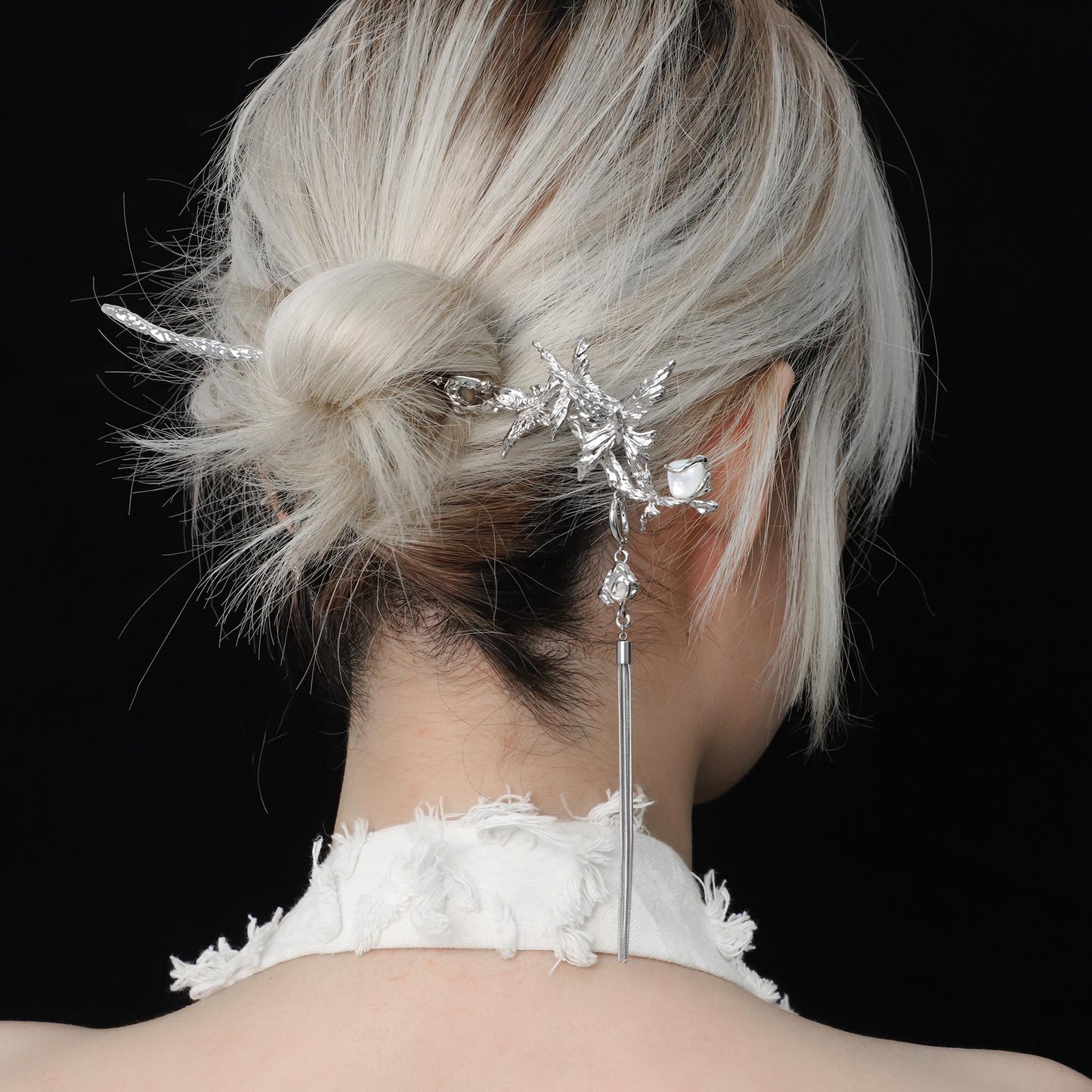 Iridescent Rose Leaf Hair Stick