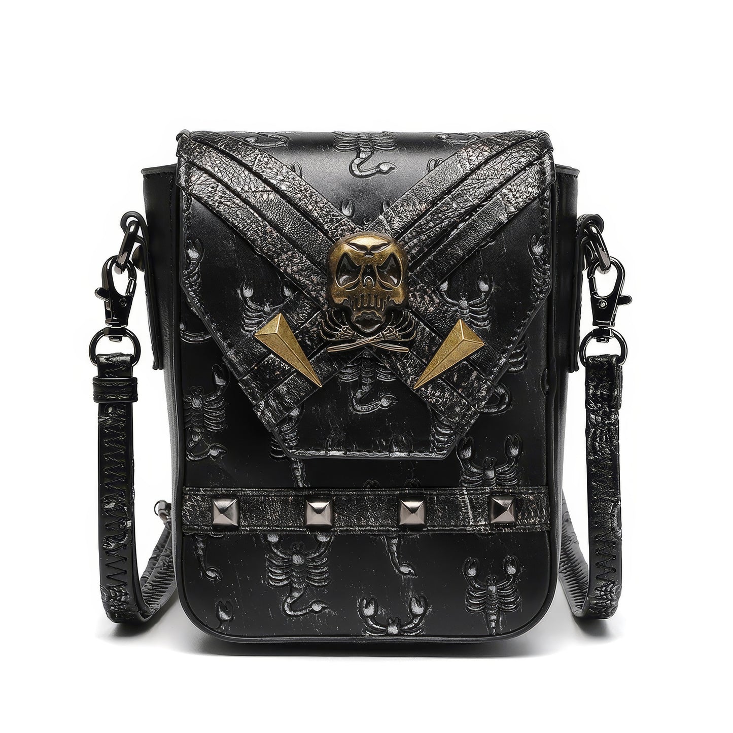 Scorpion Embossed Skull Accent Crossbody Bag
