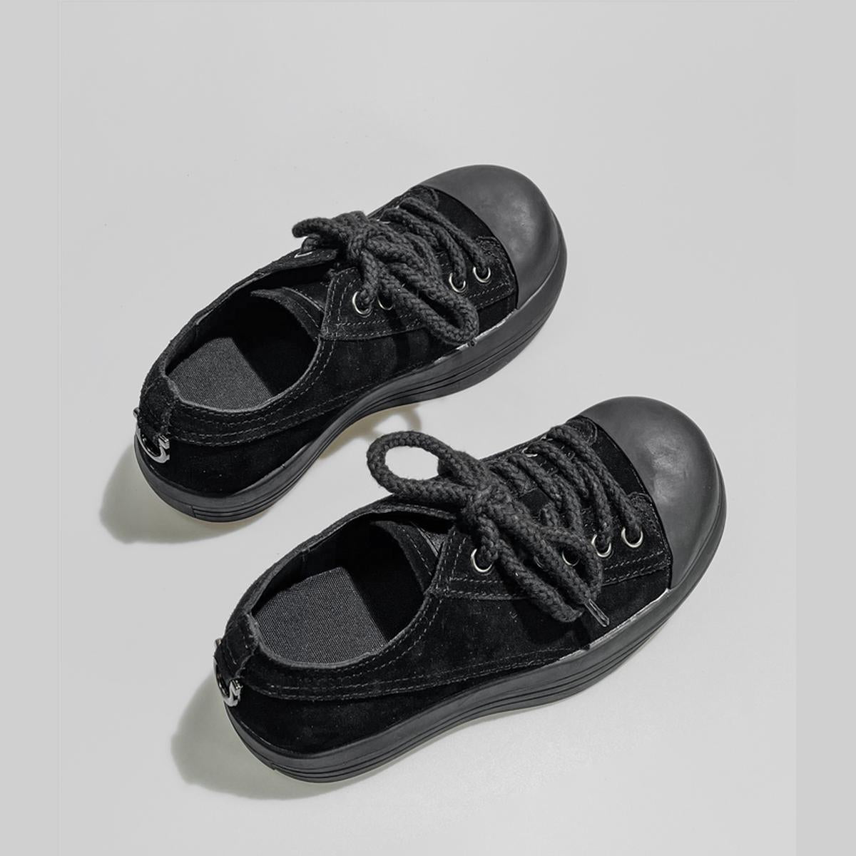 Black Suede Platform Sneakers