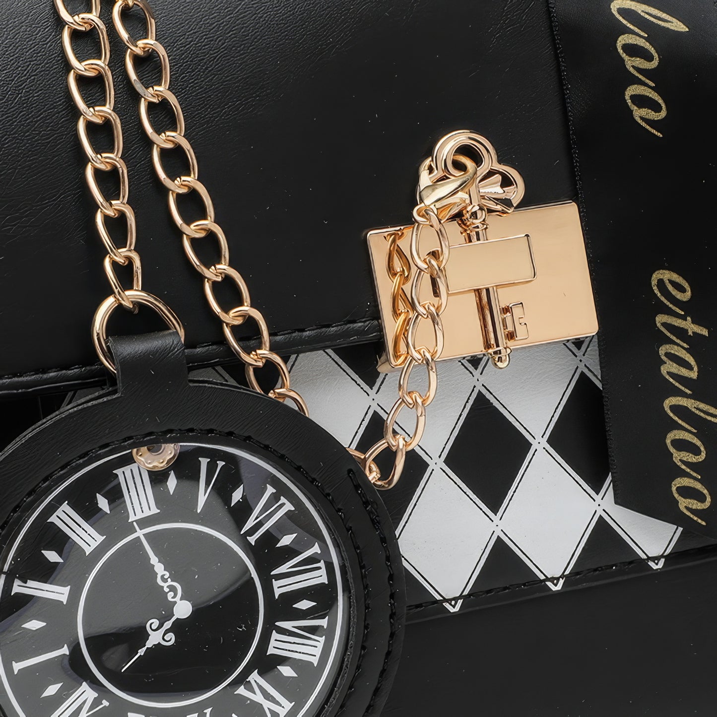 Clear Panel Ribbon Accent Mini Bag
