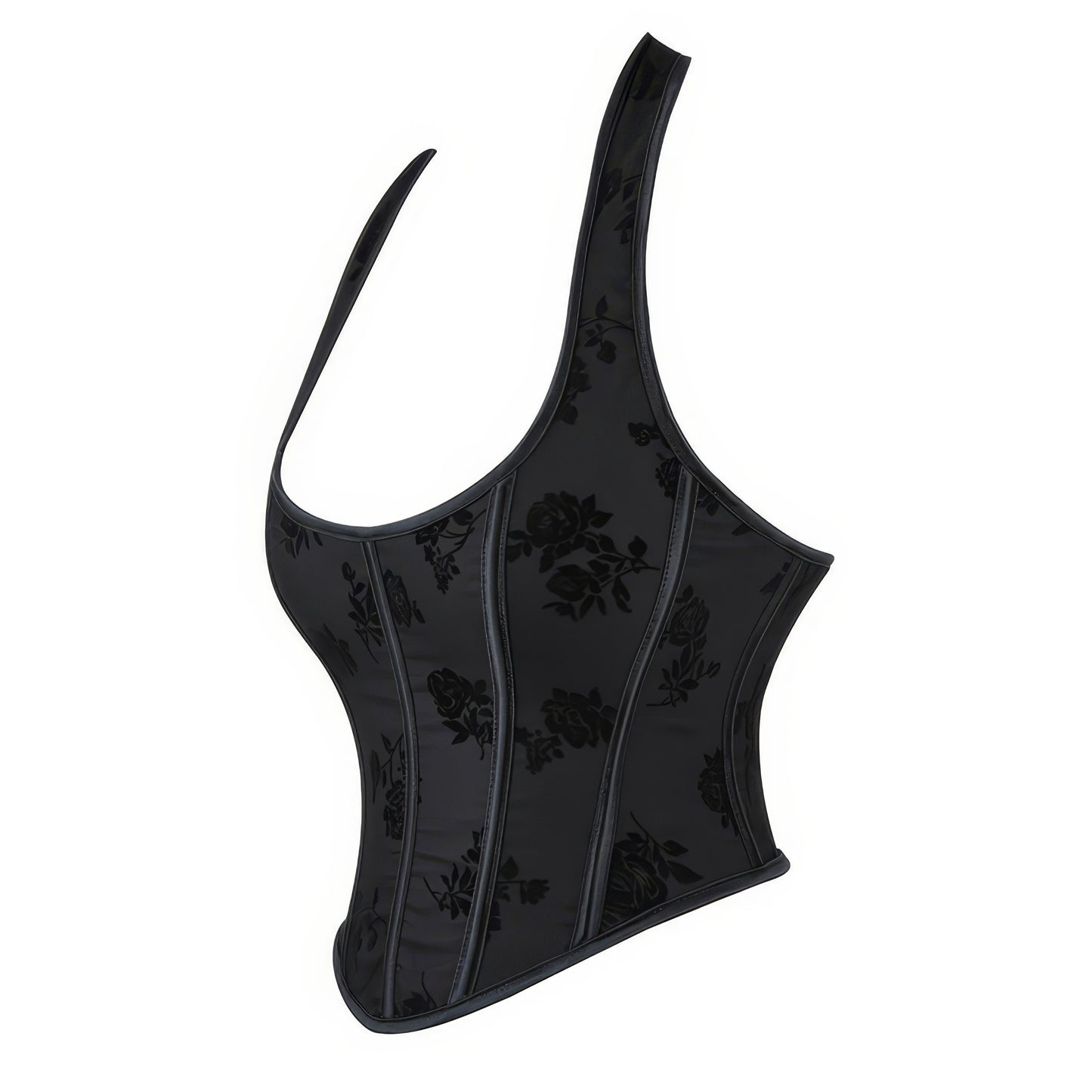 Velvet Floral Halter Corset Top