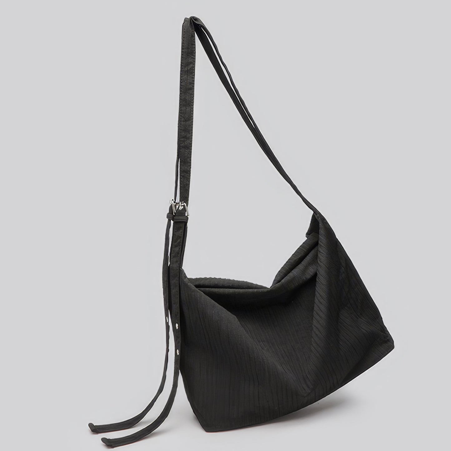 Pleated Fabric Buckle Strap Shoulder Bag